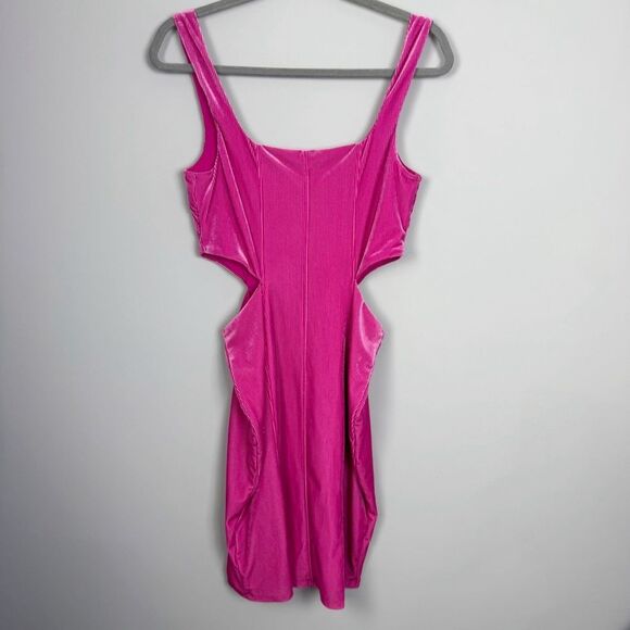 AFRM | NEW Paradiso Hot Pink Velvet Cutout Mini Dress Women’s Size Medium - Picture 9 of 10